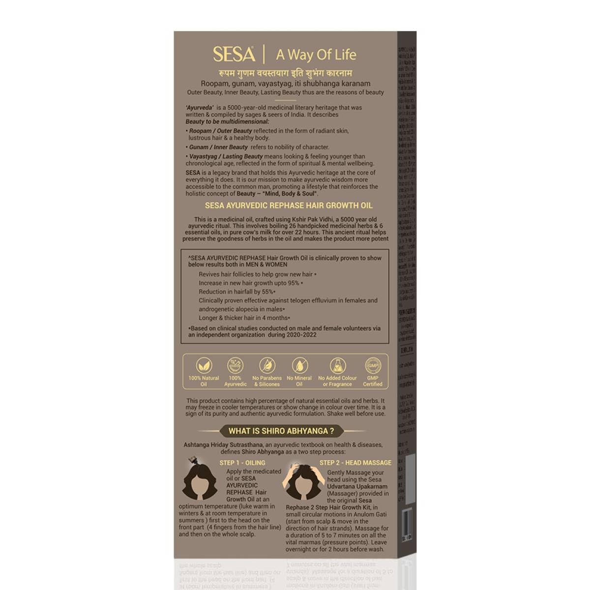 SESA Ayurvedic Rephase Refill Hair Growth Oil With 26 Herbs And 6 Essential Oils Promotes Hair Growth Help Reduces Hair Fall & Strengthen Roots Natural Hair Oil For Women And Men, 100 Ml