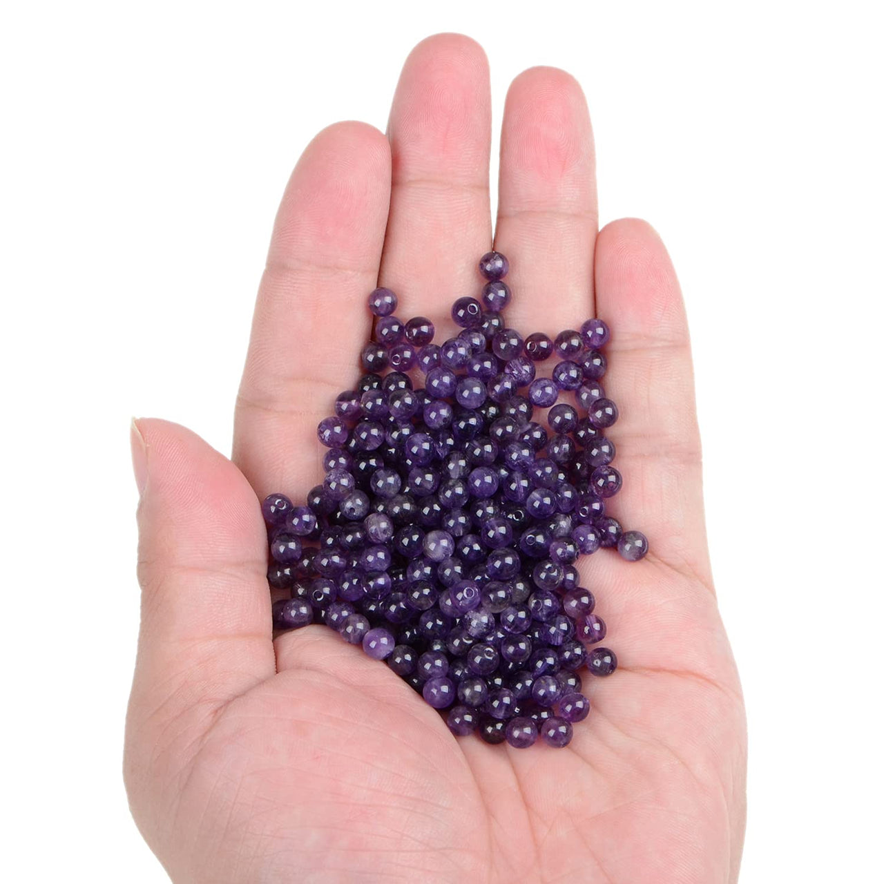 Bymitel 210pcs Natural Crystal Beads Stone Gemstone Round Energy Healing Loose Beads with Stretch Cord for Jewelry Making Bracelets Anklets (Amethyst, 4mm 210pcs)… Amethyst