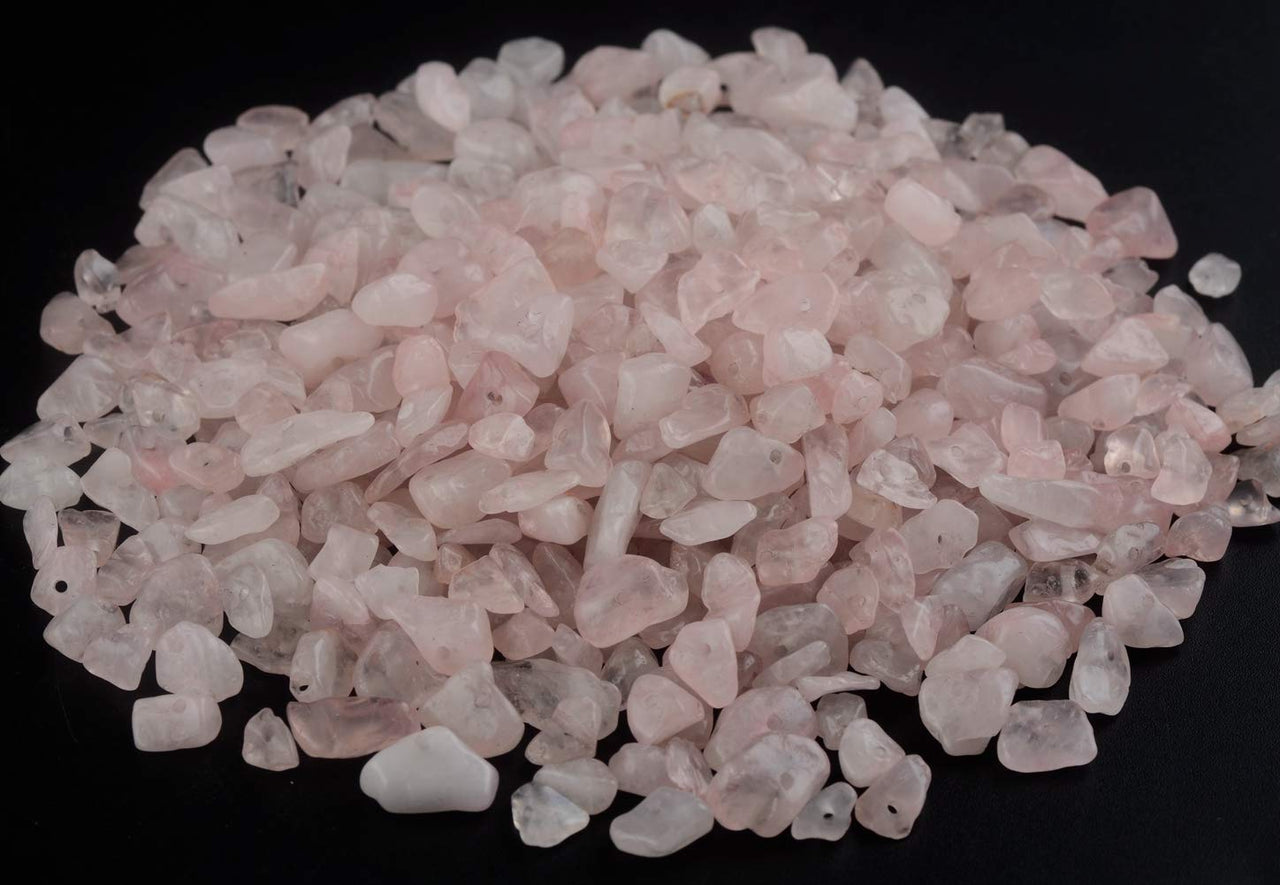 Natural Chip Stone Beads Rose Quartz 5-8mm About 400 Pieces Irregular Gemstones Healing Crystal Loose Rocks Bead Hole Drilled DIY for Bracelet Jewelry Making Crafting (5-8mm, Rose Quartz)