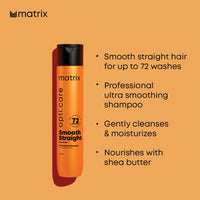 Matrix Opti Care Smooth Straight Professional Shampoo With Shea Butter, Paraben Free, 350ml & Opti Care Professional Conditioner