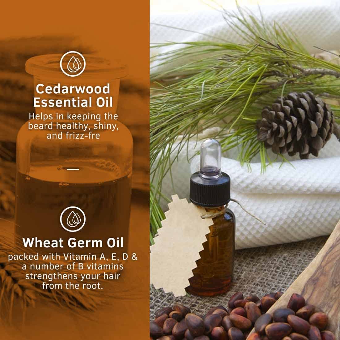 Ustraa Woody Mooch and Beard Oil - 35ml - Shine, Nourishment & Pleasant Fragrance for beard | No Paraben | Cedar Wood Essential Oil & Wheat Germ Oil rich in Vitamin E