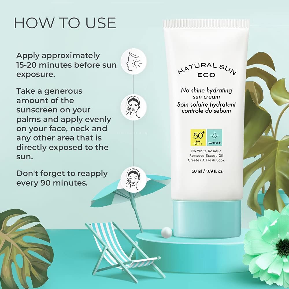The Face Shop No Shine Hydrating Sunscreen SPF 50+ PA++++ with UVA/B protection, No White Cast, Water Resistant, Removes Excess Oil, Made in Korea 30ML