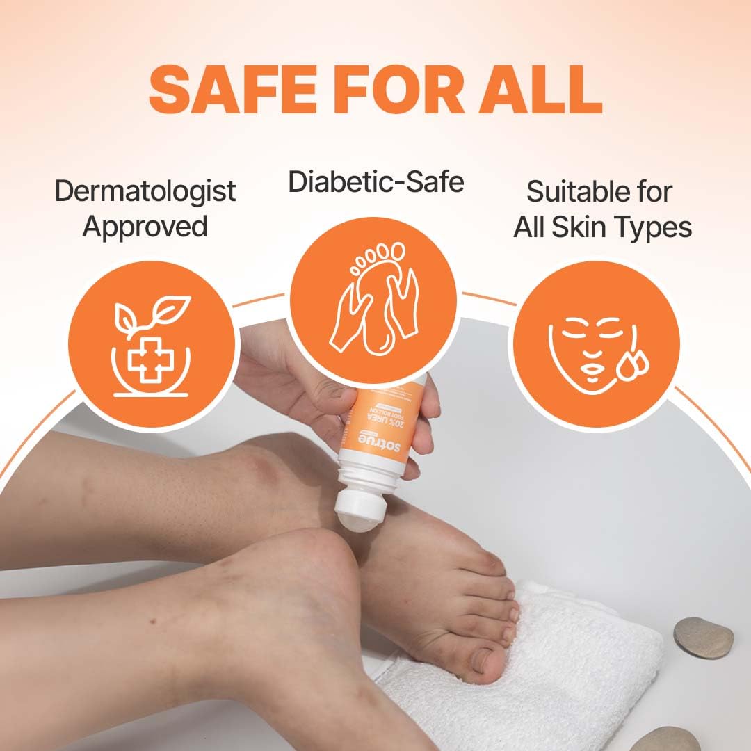 Sotrue 20% Urea Foot Cream Roll-On for Dry & Cracked Heels | 2% Lactic Acid, Olive Oil & Vitamin E | Helps Repair and Moisturise Cracked Heels | Dermatologically Tested | 50ml