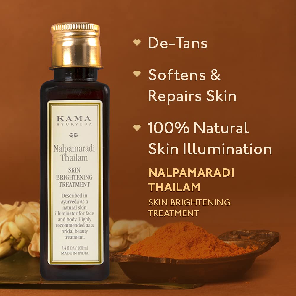 Kama Ayurveda Kumkumadi Miraculous Beauty Ayurvedic Night Serum, 12ml & Kama Ayurveda Nalpamaradi Skin Brightening Treatment, 100ml