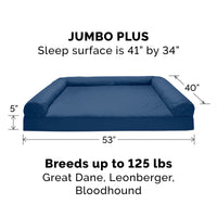 Furhaven Replacement Dog Bed Cover Quilted Sofa-Style, Machine Washable - Navy, Jumbo Plus (XX-Large) Cover Only 53.0