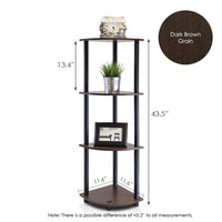 Furinno Turn-N-Tube 4-Tier Corner Display Rack Multipurpose Shelving Unit, Dark Brown Grain/Black 4-Tier Round Tube