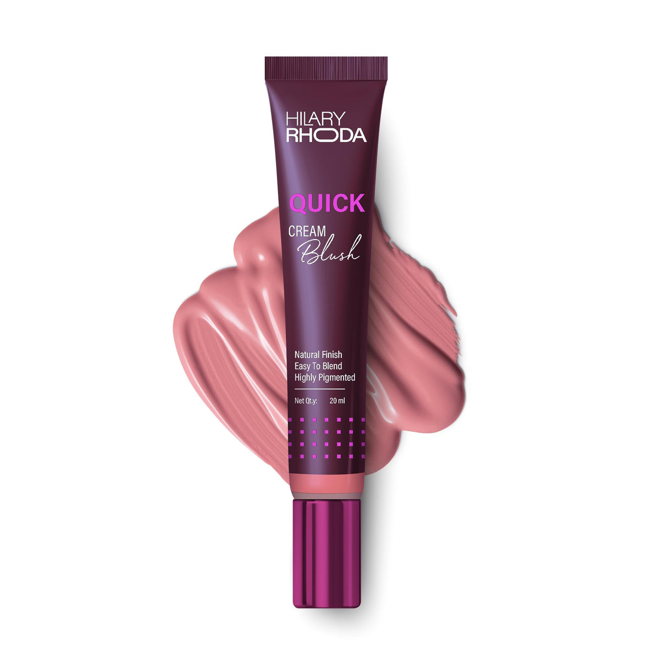 Hilary Rhoda Quick Cream Blush | Highly Pigmented & Dewy Finish | Long-Lasting | Buildable Coverage | Weightless & Easy to Apply | Cream Blush | 20ml (Peach Blossom - Shade 01)