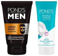 POND's Pimple Clear & Germ Removal Facewash 100 g&Pond's  Men Energy Bright Anti-Dullness Facewash With Coffee Bean, 100 g