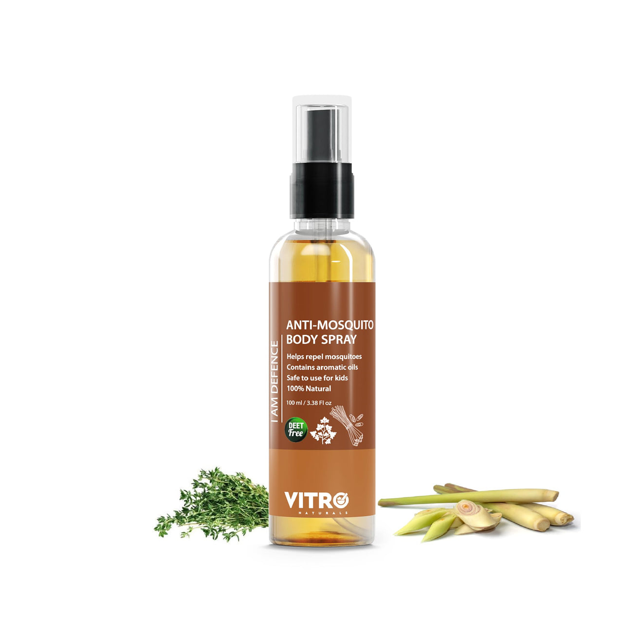 Vitro Mosquito Repellent Spray - Mosquito Repellents for Kids, Safe and Gentle on Skin, Pleasent Smell | 100 ml Body Spray bottle
