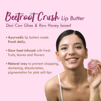 Nat Habit Lip Balm Fresh Beetroot Crush 10gm Lip Butter With Desi Ghee & Raw Honey For Natural Pink Lips, Nourishment, Dark And Chapped Lips - (Pack of 1)