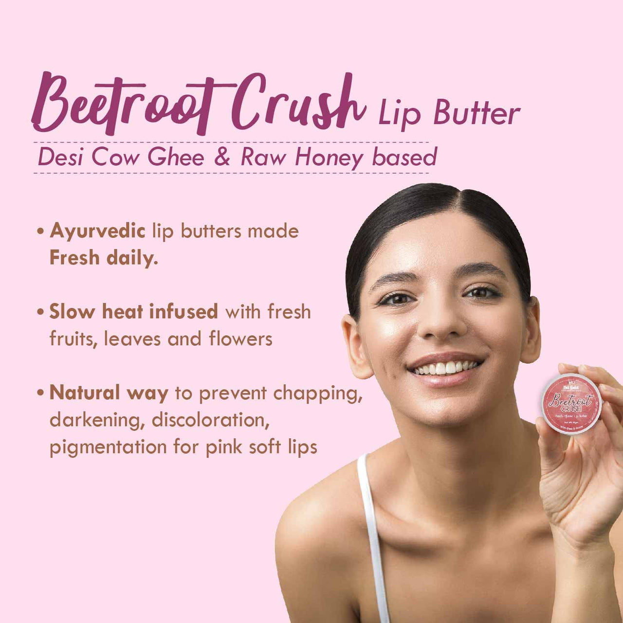 Nat Habit Kacchi Neem Wooden Comb - Soaked In 17 Herbs For All Hair Types (Dual Tooth) and Nat Habit Lip Balm Fresh Beetroot Crush 10gm Lip Butter For Natural Pink Lips