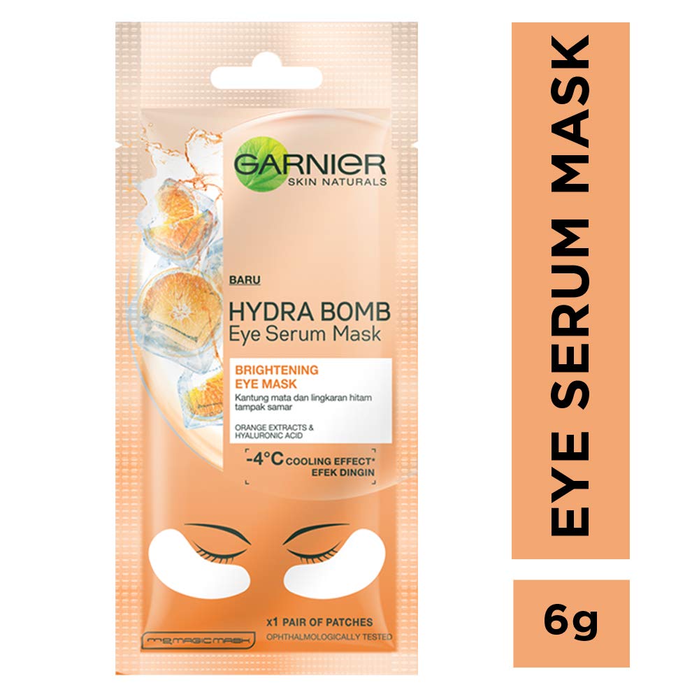 Garnier Light Complete VITAMIN C Booster Face Serum 30 ml & Hydra Bomb Eye Serum Mask, Orange, 6 g