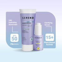 Sereko Vitamin C Glowing & Brightening Face Serum & Sunscreen Cream Gel SPF 50++++ for Women & Men (Glow & Protect Duo)