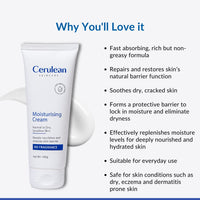 Cerulean Moisturiser for Dry Skin | Glycerin & Hyaluronic for Intense Moisturizing and Skin Strengthening | 100gm | Non-Greasy Barrier Repair Cream with Vitamin E | Dermatologist Recommended Moisturising Cream for Women | Paraben & Fragrance-Free | Non-Co