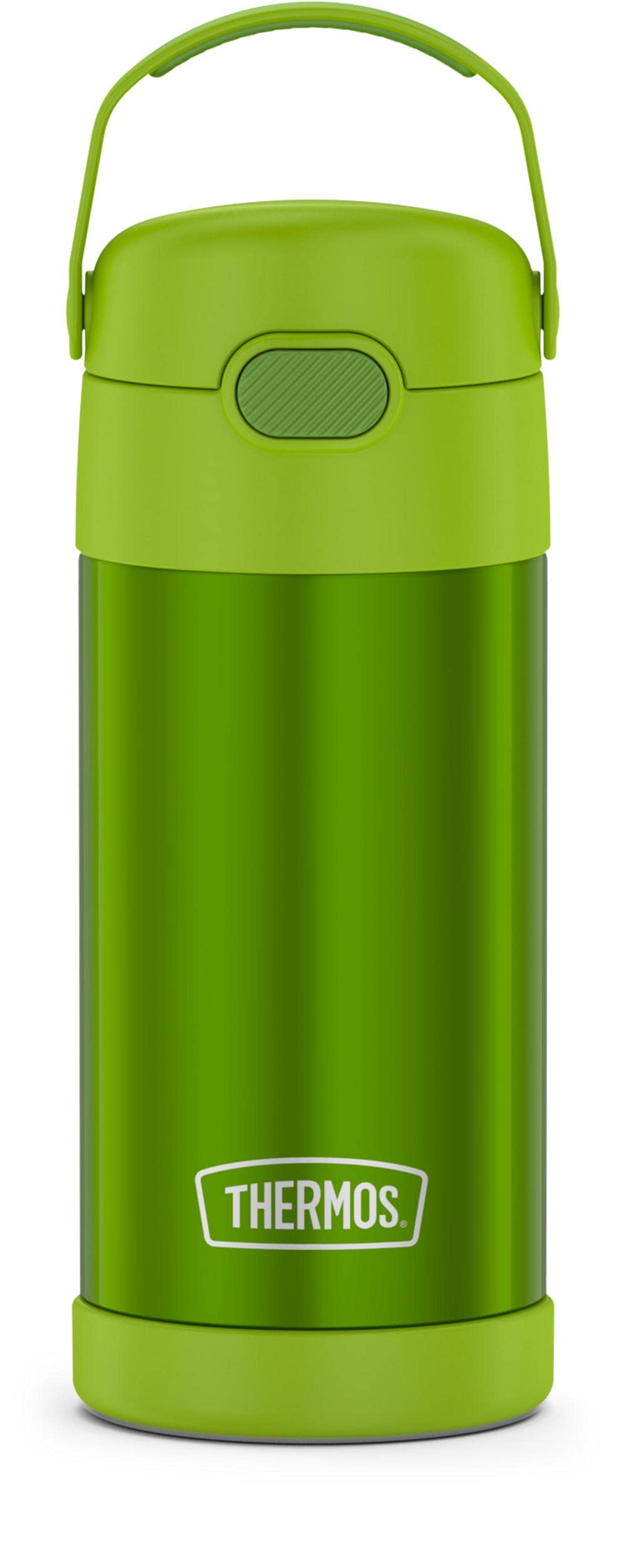 THERMOS FUNTAINER Water Bottle with Straw - 12 Ounce, Lime - Kids Stainless Steel Vacuum Insulated Water Bottle with Lid FUNTAINER 12 Ounce Bottle