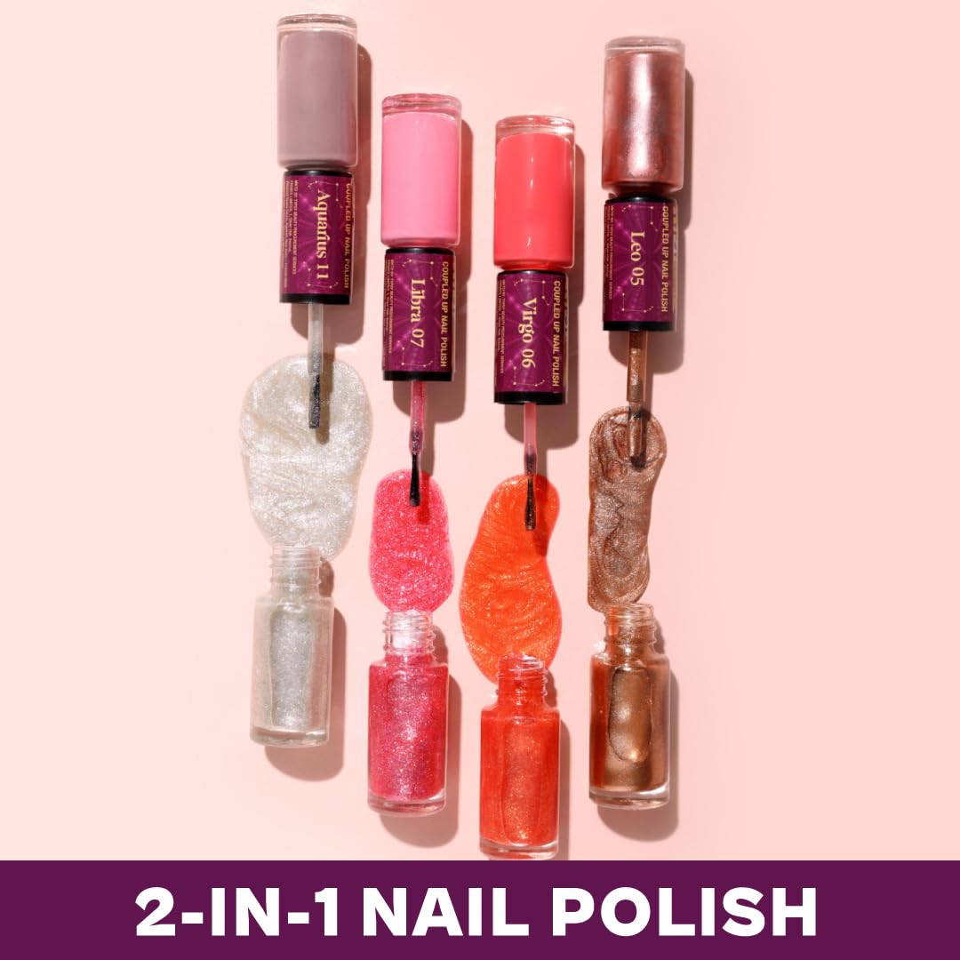 Typsy Beauty Coupled Up Nail Polish | Quick Drying | Toxin Free | Glossy Gel Finish | Long Lasting | Chip Resistant | 2 In 1 Nail Paint | Virgo 06 | 10 ml