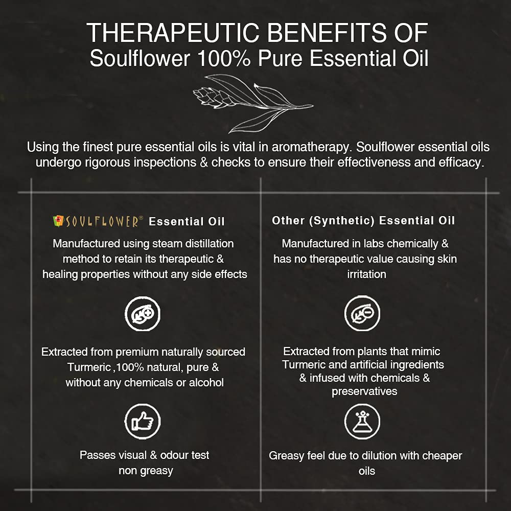 Soulflower Turmeric Essential Oil, 15ml | Skin Acne, Healthy Hair, Scalp, Aromatherapy | 100% Pure, Natural & Undiluted Premium Essential Oil