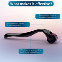 Sotrue Derma Roller 0.5mm with Hair Growth Serum 30ml | 540 Stainless Steel Needles | Derma Roller for Hair Growth & Thickening, Repair Damages with 12% Growth Actives (Black)