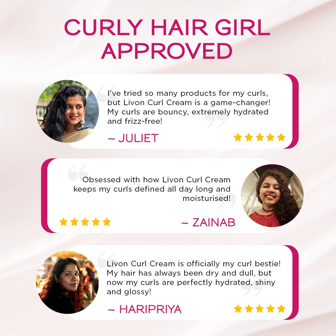 Livon Style Pro Curl Cream for curly, coily & wavy hair | | Curl defining cream for Intense Hydration & Nourishment | Leave in cream with Shea Butter & Avocado | 100ml