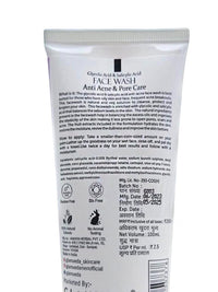 Glamveda Glycolic Acid & 0.05% & Salicylic Acid Anti Acne face wash | For Oily & Acne Prone Skin | Oil balancing, Deep Cleansing - 100 ml