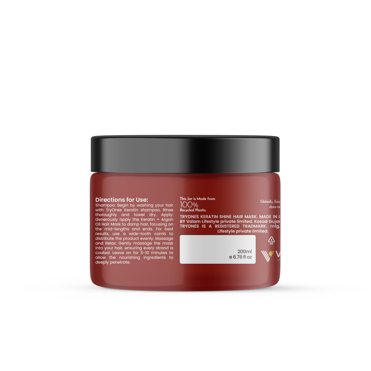 TryOnes Keratin and Rosemary Oil Hair Mask for Deep Conditioning and Frizz Control Salon Like Treatment for Smooth and Shiny Hair Up to 72 Hour Frizz Control for Dry and Damaged Hair - 200ml