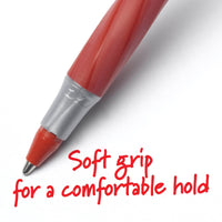 BIC Round Stic Grip Xtra Comfort Ballpoint Pen, Medium Point (1.2mm), Red, 12-Count