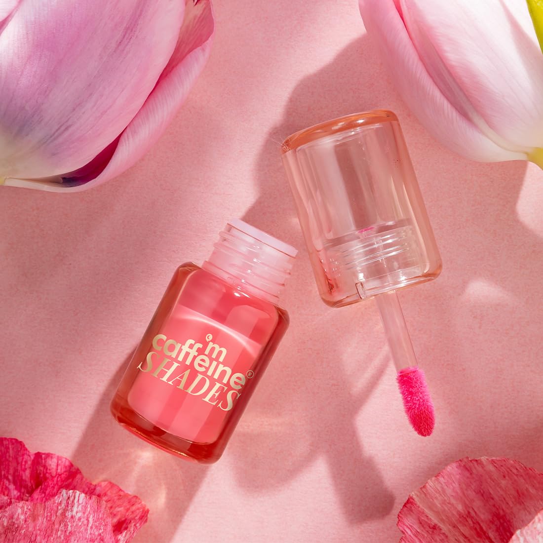 mCaffeine Shades Lip & Cheek Glow Tint | Multipurpose & Blendable | Longlasting Dewy Finish | Hydrating & Nourishing | Highly Pigmented Gel Formula | Lipstick | Blush for Women - Shade: Tulip | 3 ml