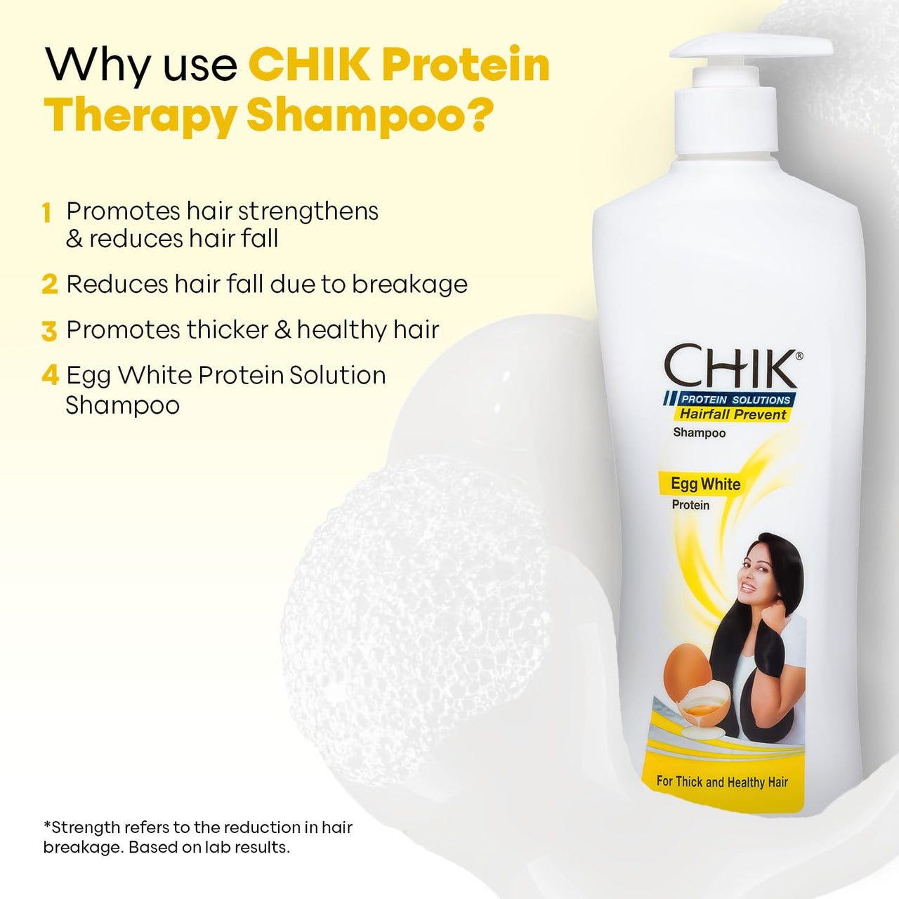 Chik Protein Solution Hairfall Prevent Shampoo, With Goodness Of Egg White, For Thick And Healthier Hair (340ml)