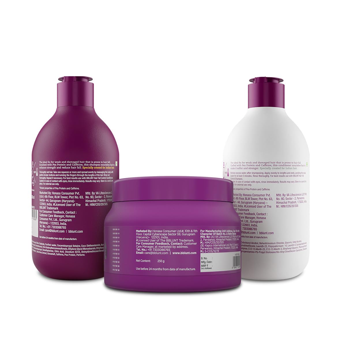 BBlunt Hair Fall Control Hair Mask 250 g + Hair Fall Control Shampoo 300 ml + Hair Fall Control Conditioner 250 g