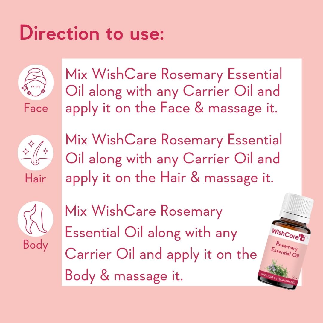 WishCare® Rosemary Essential Oil 15 ML - 100% Pure, Undiluted & Natural