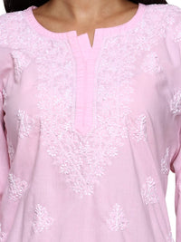 Ada Women's  Cotton Top Tunic Hand Embroidered Lucknowi Chikankari Short Kurti