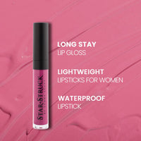 STARSTRUCK BY SUNNY LEONE Glossy Liquid Lip Color, Pink Color | Highly Pigmented, Hi-Shine & Non-Sticky Formula | Lip Gloss For Girls, Women | Kiss Me Pink