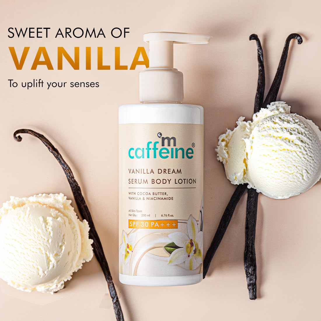 mcaffeine Vanilla Dream Serum Body Lotion Spf 30 Pa+++ For Women And Men | Uva And Uvb Protection, No White Cast | Sunscreen Body Lotion With Niacinamide & Cocoa Butter | 200Ml