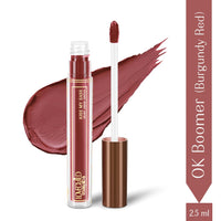 LoveChild Masaba Kiss My Sass Velvet Matte Lipstick (Burgundy Red), Intense Color, Transfer-Proof, Hydrating with Hyaluronic Acid, Long-Lasting & Lightweight, Smooth Glide Formula, OK Boomer! 2.5ml