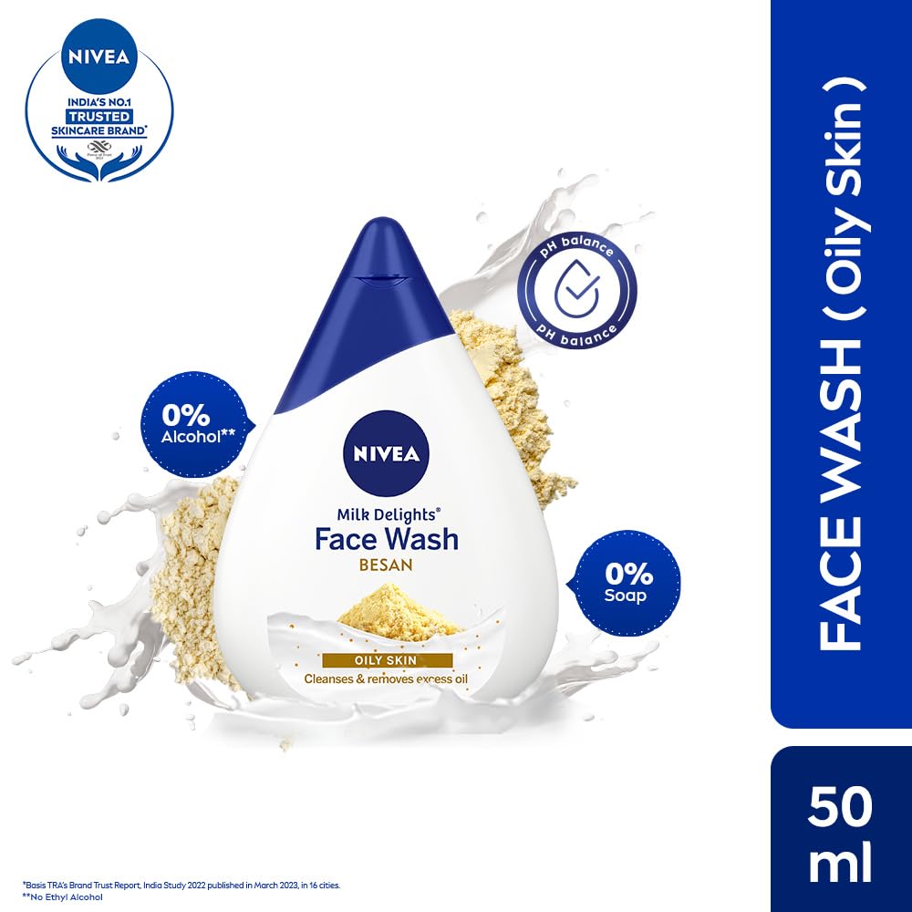 NIVEA Milk Delights Face Wash Fine Gramflour For Oily Skin 50ml, 50 ml