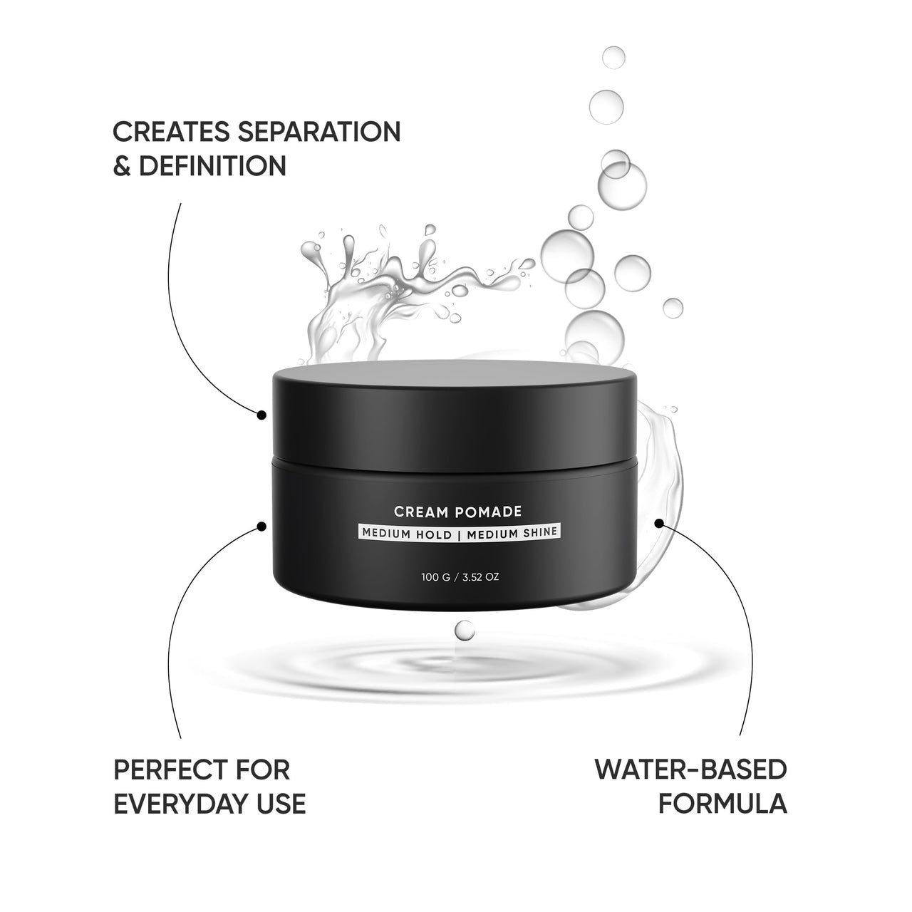 Dasher Sea Salt Spray (100ml) & Cream Pomade (100g), Medium Hold Puck, Water-Based, Volumizes & Texturizes Hair, With Bhringraj & Vitamin E