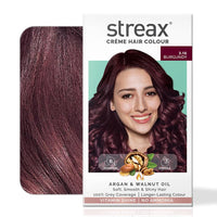 Streax Permanent Hair Colour, 100% Grey coverage, Infused with Argan and Walnut Oil, Long Lasting Cream Hair Colour for Women, Burgundy Hair Colour, 3.16 Burgundy, Colourant Tube 60g, Developer Bottle 60ml, Conditioner 20g