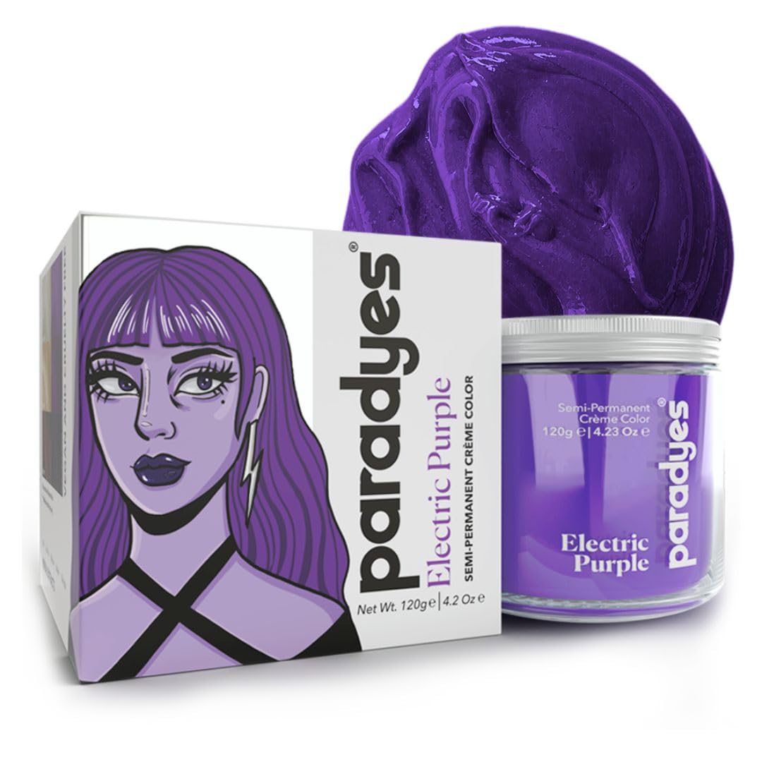 Paradyes Semi-permanent Electric Purple DIY Conditioner Based Hair Colour infused with Aloe-vera, Bhringaraj, Brahmi, Almonds & Amla 120 gm