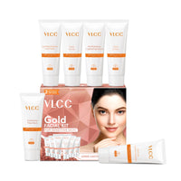 VLCC Gold Facial Kit for Sensitive Skin - 60g | Alcohol & Paraben Free | Enriched with 24K Gold, Hyaluronic Acid & Vitamin C | Safe & Gentle for Sensitive Skin