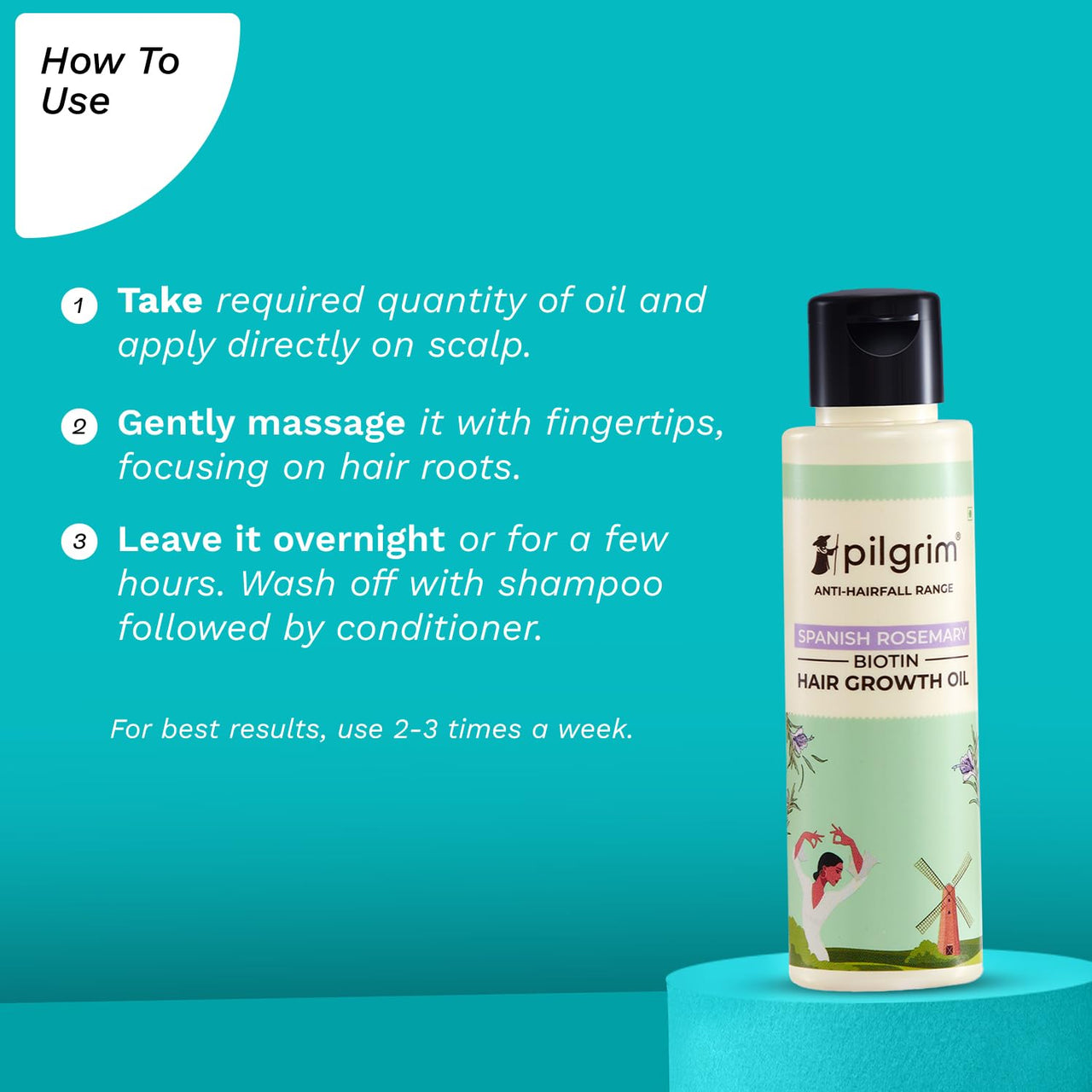 Pilgrim Spanish Rosemary & Biotin HairGrowth Oil to Control Hair Fall & Strengthens Hair 100ml | Rosemary essential oil for hairgrowth | Reduces Hairfall | Strengthens Hair I For Women and Men
