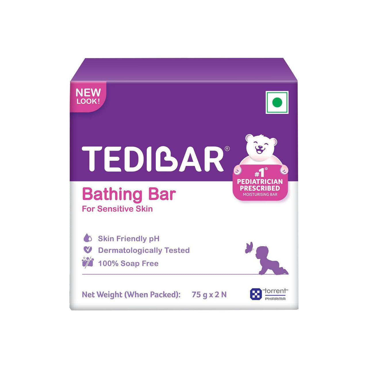 TEDIBAR Combo Pack of Moisturising Baby Bathing Bar 75gx2(Pack of 1) + B4 Nappi Baby Wipes - 30 | Alcohol and Preservative-Free Baby Wipes | Dermatologically Tested - By Torrent Pharma