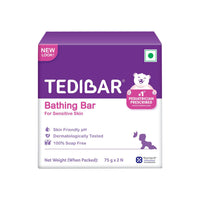 TEDIBAR Combo Pack of Moisturising Baby Bathing Bar 75gx2(Pack of 1) + B4 Nappi Baby Wipes - 30 | Alcohol and Preservative-Free Baby Wipes | Dermatologically Tested - By Torrent Pharma