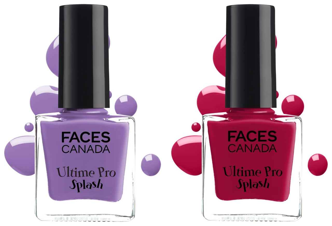 FACESCANADA Splash Glossy Finish Nail Enamel, Water Melon 52, 8 Ml & Splash Glossy Nail Enamel, Perse 31, 8 Ml