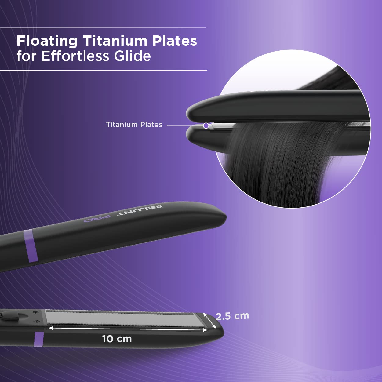 BBlunt Pro Titanium Glide Hair Straightener With 5 Temperature Settings And Infrared Technology For 1.6X Better Hair Smoothness((Titanium floating plates)