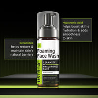 Ustraa Foaming Face Wash - 150ml - with Ceramide & Hyaluronic Acid - For Sensitive Skin | Gentle Formulation | Keeps pH in Balance | Dermatologically Tested | NO SLS, NO PARABEN