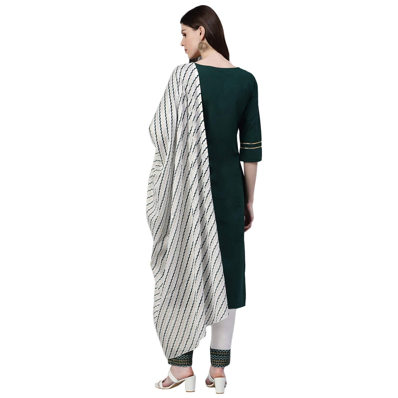 Stylum Women's  Printed Cotton Straight Kurta Pant Dupatta Set