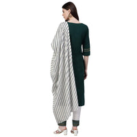 Stylum Women's  Printed Cotton Straight Kurta Pant Dupatta Set