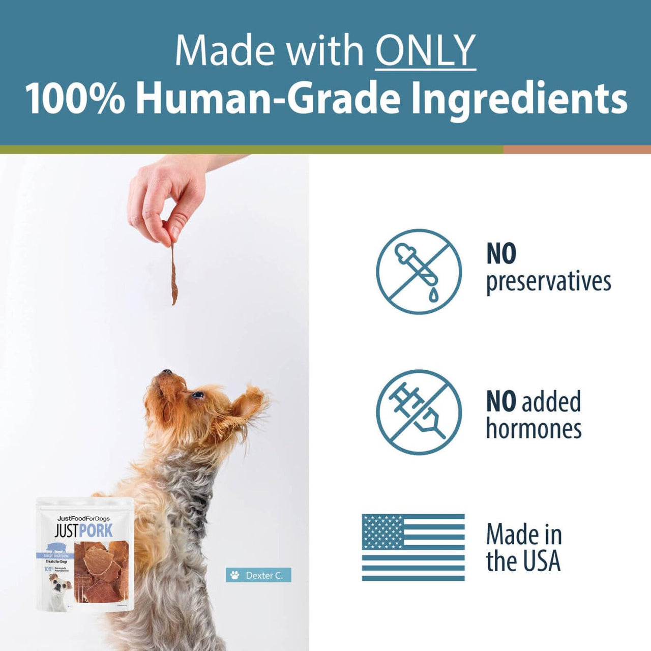 JustFoodForDogs Healthy Dog Treats, Pork, Single-Ingredient, Made in The USA, 5 oz 5 Ounce (Pack of 1)