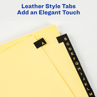 Avery A-Z Dividers for 3 Ring Binders, 25-Tab Sets, Pre-Printed Black Leather Tabs, 3 Binder Divider Sets (21350) 3 Sets