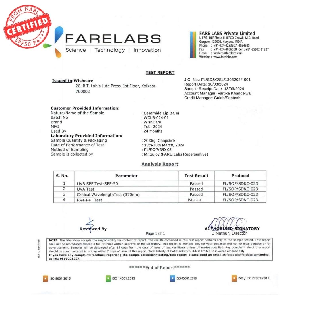 WishCare Lip Balm with SPF 50 PA+++ - Brightening Lip Balm for Dark Lips with Kojic Acid & Niacinamide - SPF lip balm for Women & Men 5g